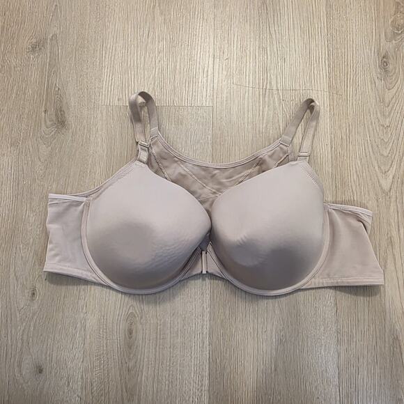 Torrid Cream 360 Back Smoothing Lightly Lined Front Close T-Shirt Bra Size 46B - Picture 3 of 8